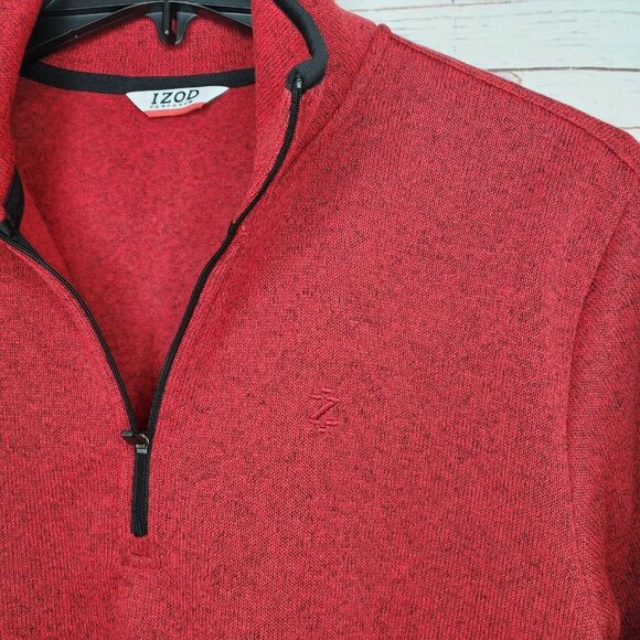 Izod Perform Temp Fx Warm 1/4 Zip Red Black Trim Sweatshirt 464598200387 - Picture 3 of 12